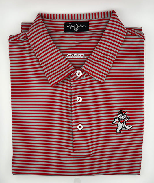 Red and Silver Stripe Golf Shirt